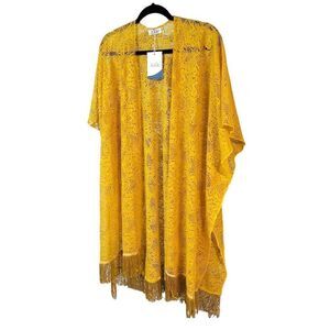 JOVIE transparent see-through kimono cover-up Beach summer sheer robe boho mesh